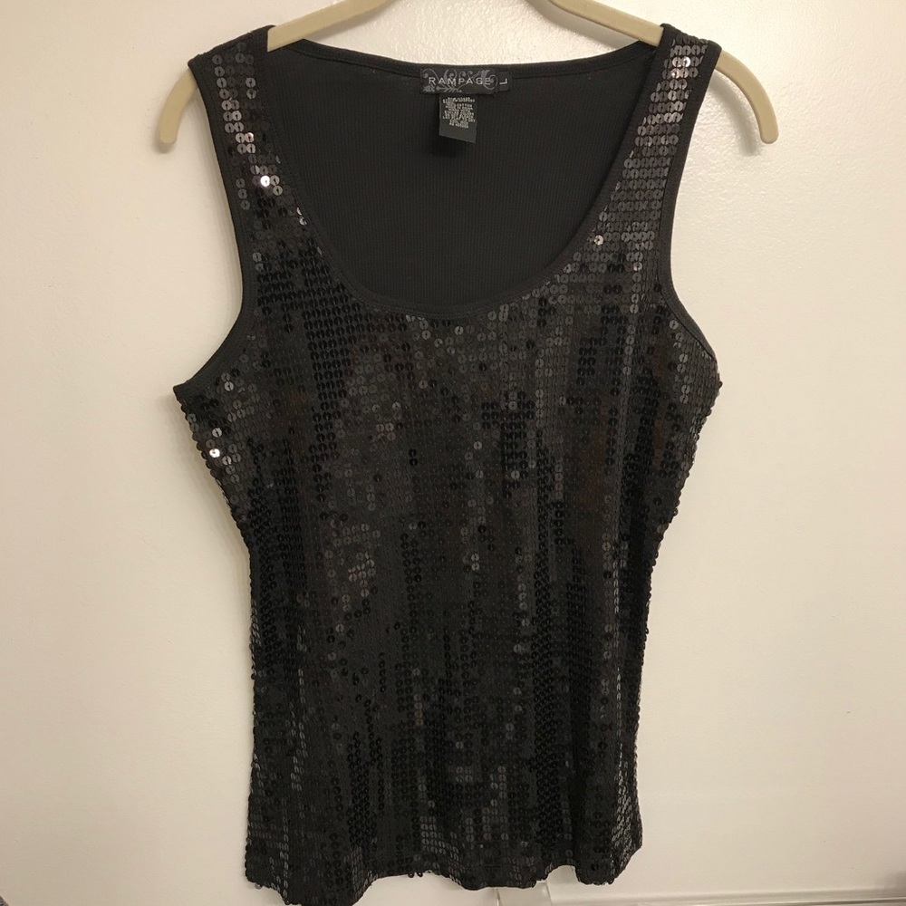 Rampage Black Sequence Tank Top